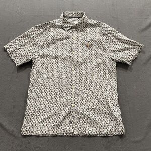 Tommy Bahama Shirt Mens Medium White New Orleans Saints NFL Floral Silk Leaves